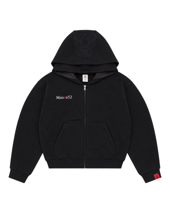 Black Double Hood Zip Up