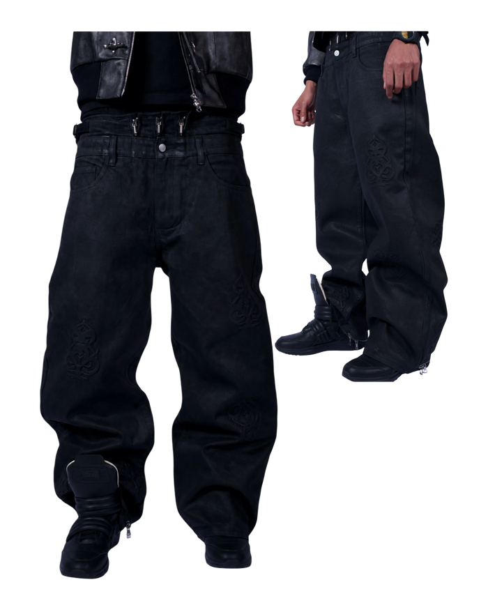 Triple Zip Waxed Denim