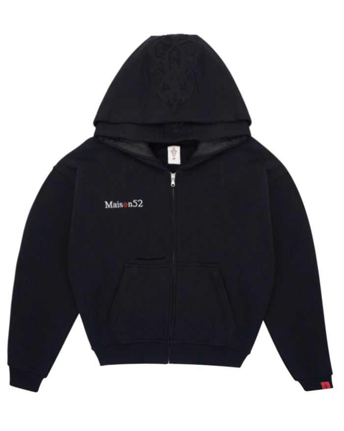 BLACK DOUBLE HOOD ZIP UP