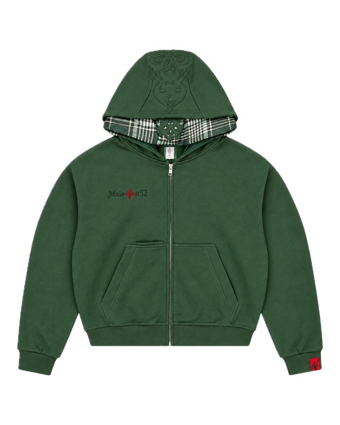 Double-Hooded Zip Green