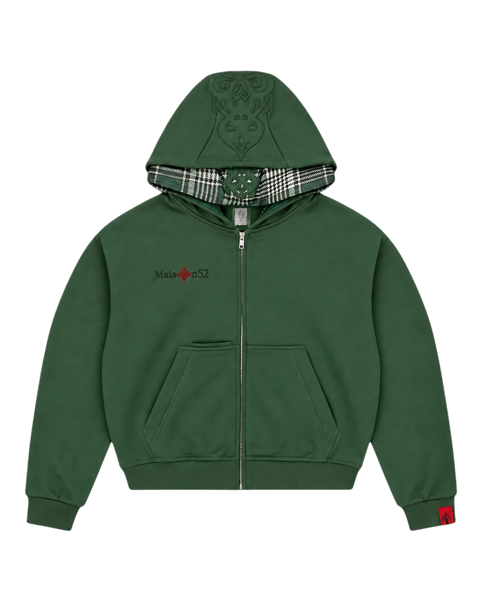Double-Hooded Zip Green
