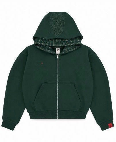 Double-Hooded Zip Green