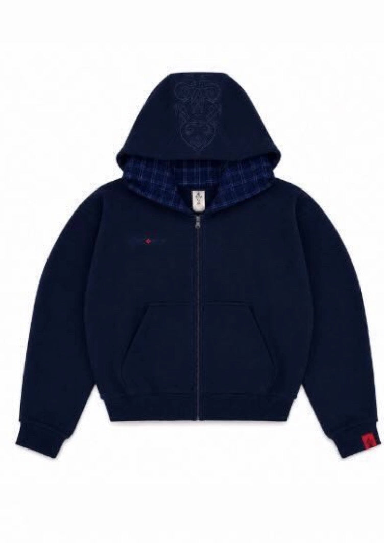 Double-Hooded Zip Blue