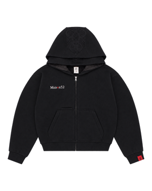 Black Double Hood Zip Up