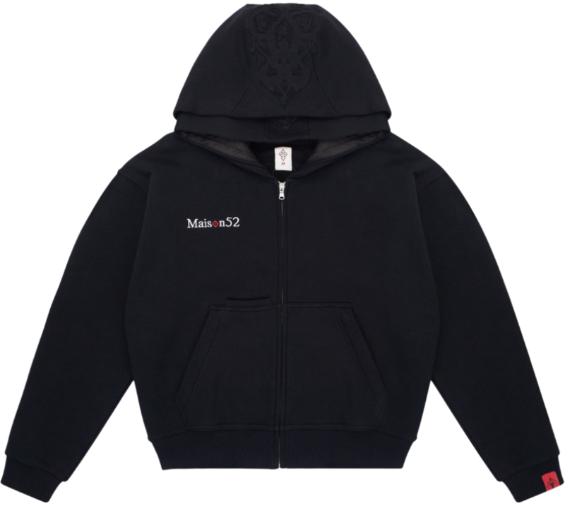 BLACK DOUBLE HOOD  ZIP UP