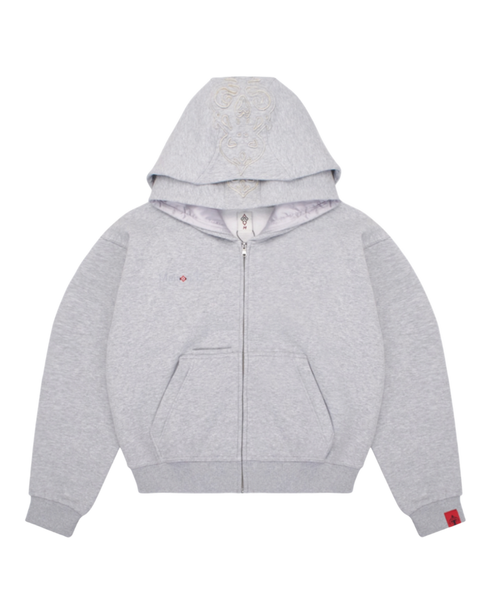 Grey Double Hood Zip Up
