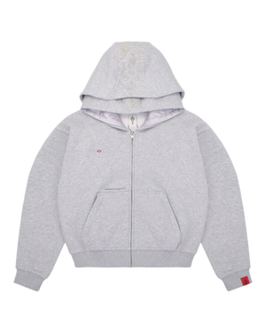 Grey Double Hood Zip Up