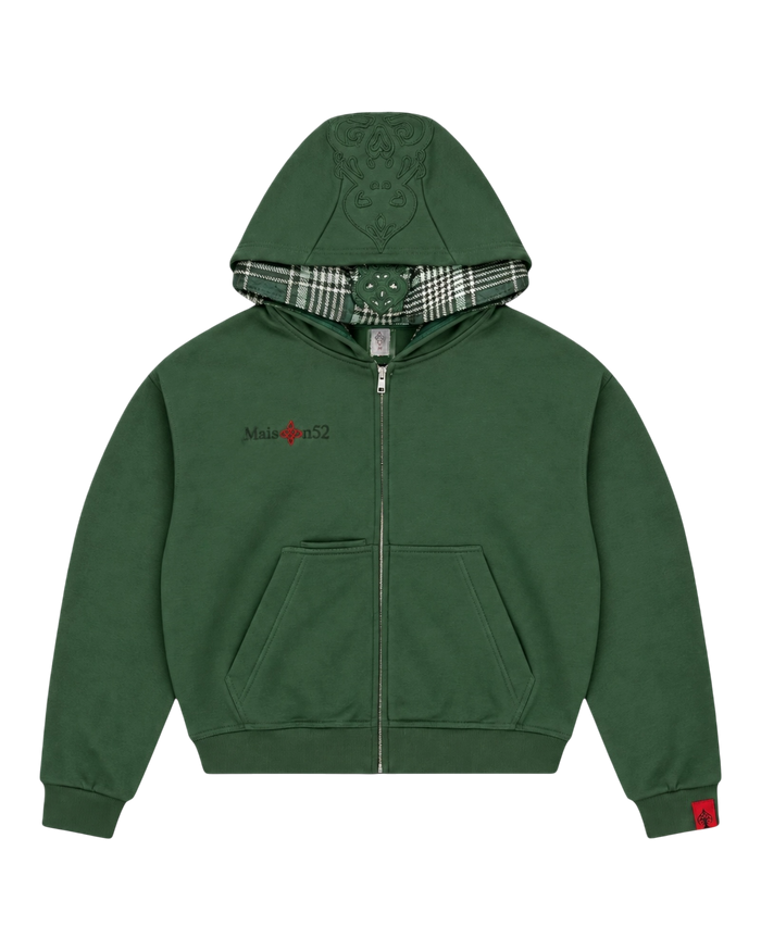 Double-Hooded Zip Green