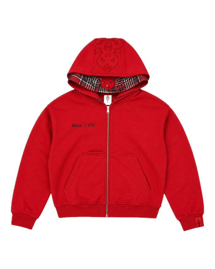 Double-Hooded Zip Red