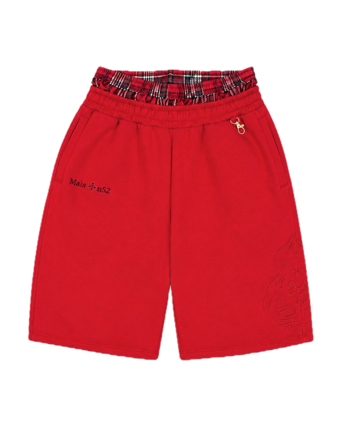 Double-Waisted Bermuda Red