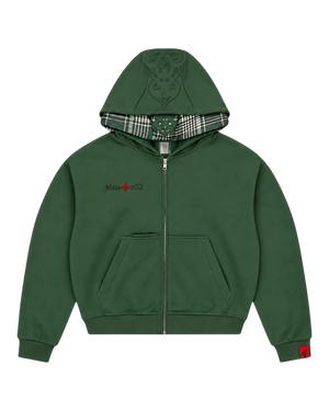 Double-Hooded Zip Green