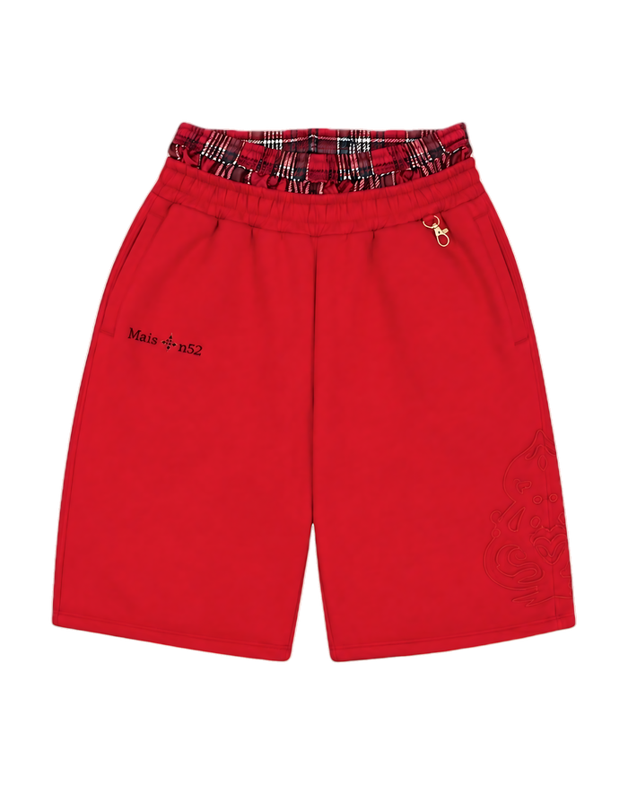 Double-Waisted Bermuda Red