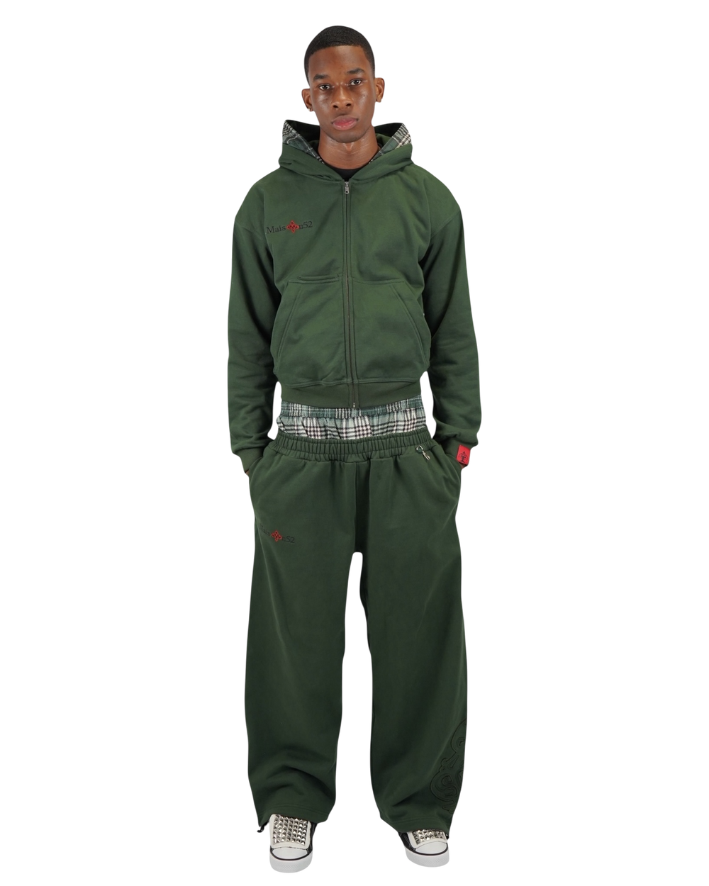 Double-Hooded Zip Green