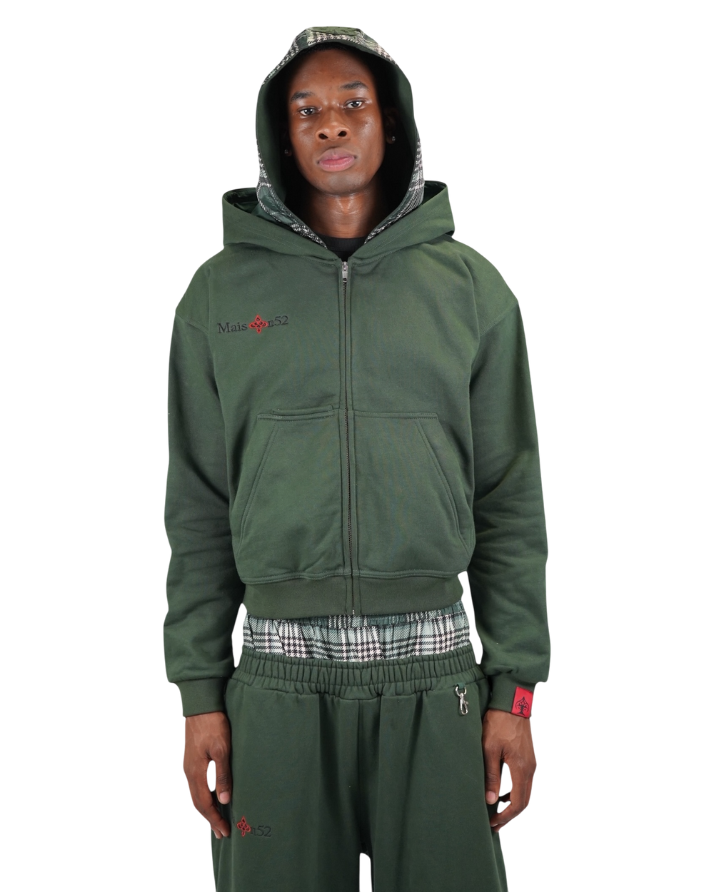 Double-Hooded Zip Green